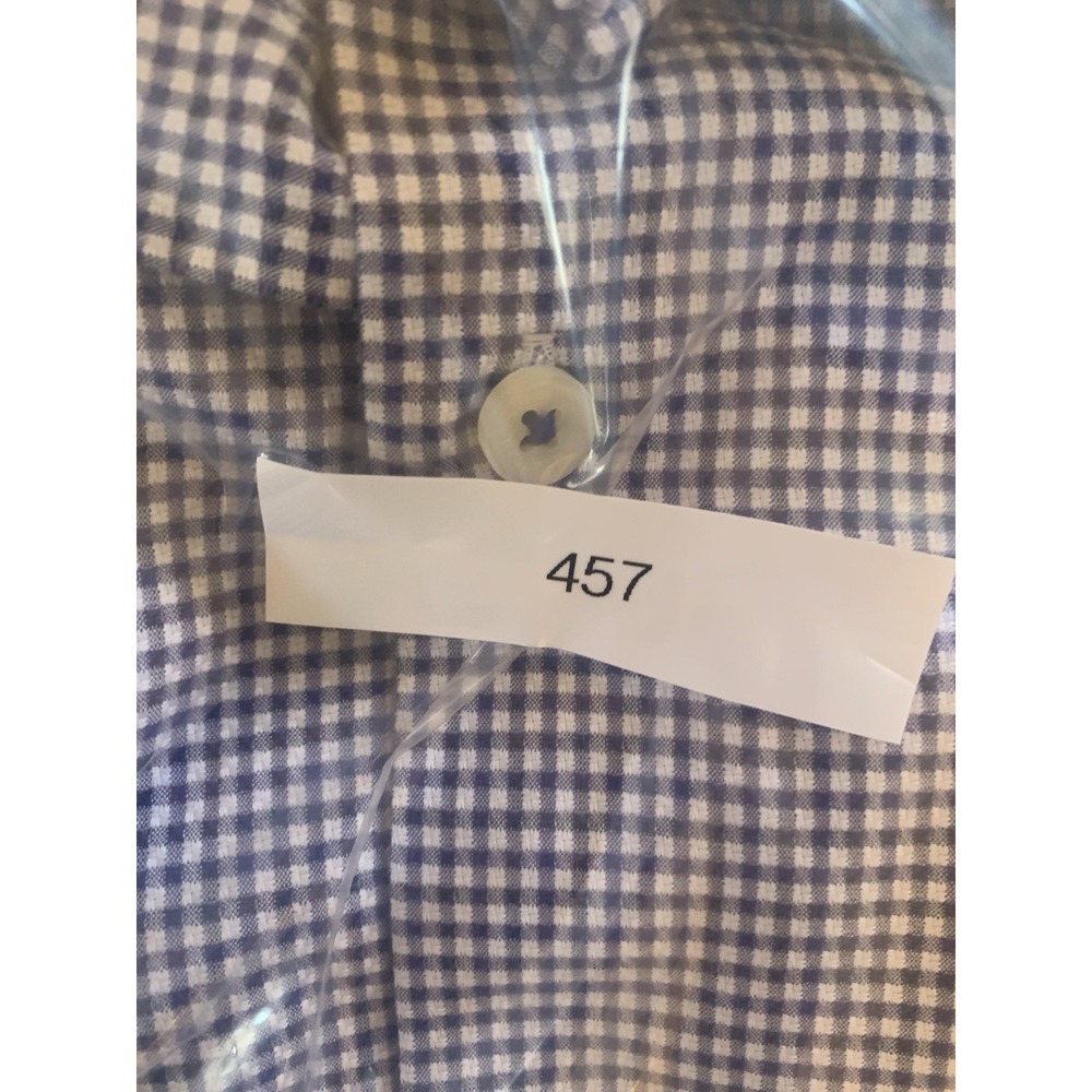 Bugatchi Shirt Men Blue Check 17.5 36-37 Classic Fit Long Sleeve - Picture 11 of 11
